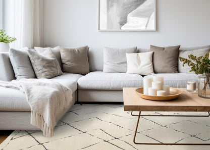 Kalora Interiors - Talia Cream Black Broken Lattice Rug, 710in x 106in - 1320/ZD26 240320 veiw 3