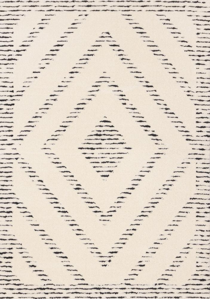 Kalora Interiors - Talia Cream Black Striped Diamond Rug Design, 53in x 77in - 1355/ZD26 160230 veiw 1