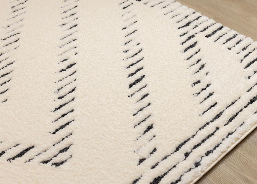 Kalora Interiors - Talia Cream Black Striped Diamond Rug Design, 53in x 77in - 1355/ZD26 160230 veiw 4