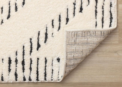 Kalora Interiors - Talia Cream Black Striped Diamond Rug Design, 53in x 77in - 1355/ZD26 160230 veiw 5