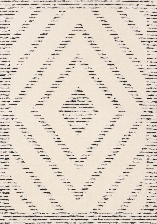 Kalora Interiors - Talia Cream Black Striped Diamond Rug Design, 710 x 106in - 1355/ZD26 240320 veiw 1