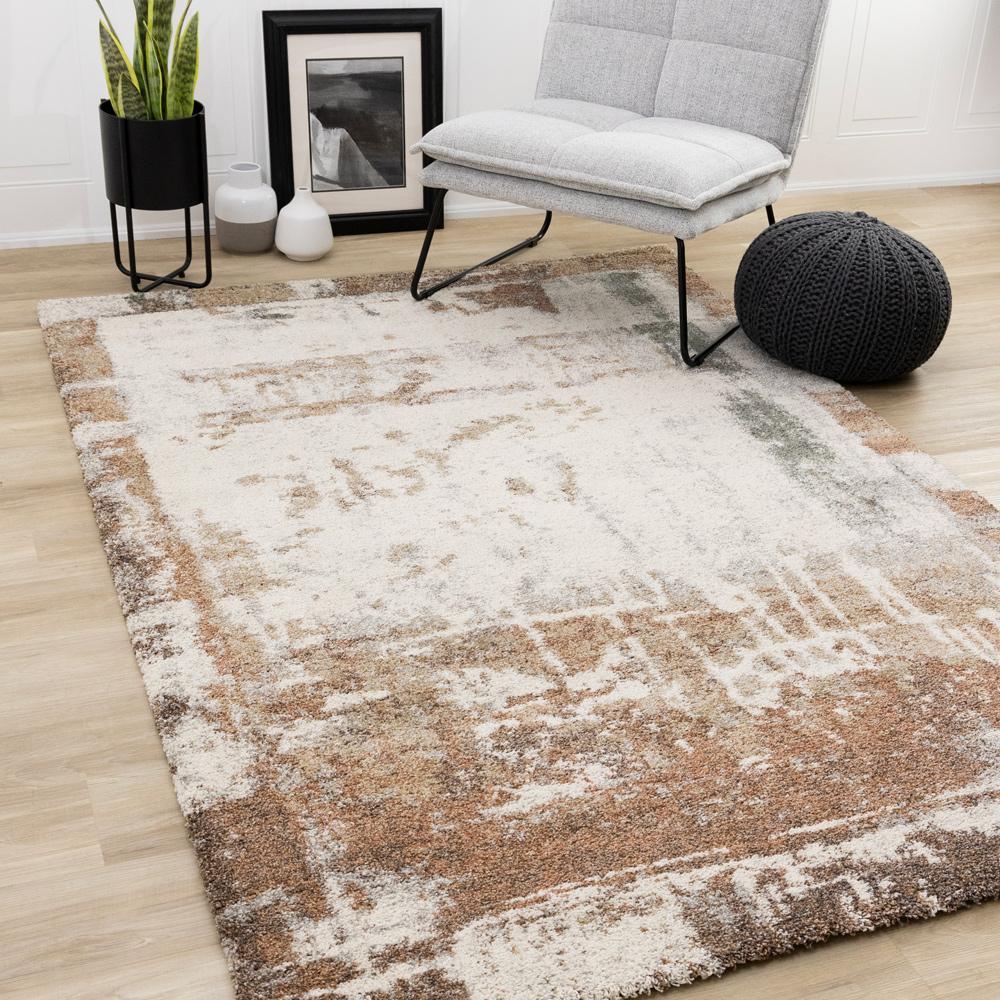 Kalora Interiors - Marquis Orange White Beige Green Organic Distressed Design Rug, 53in x 77in - 23394/6767 160230 veiw 2