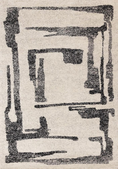 Kalora Interiors - Marquis White Black Distressed Marker Lines Design, 53in x 77in - 23403/6258 160230 veiw 1