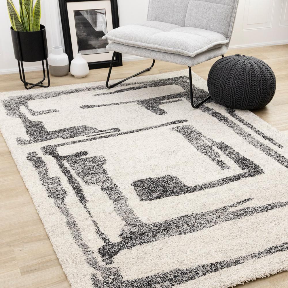 Kalora Interiors - Marquis White Black Distressed Marker Lines Design, 53in x 77in - 23403/6258 160230 veiw 2