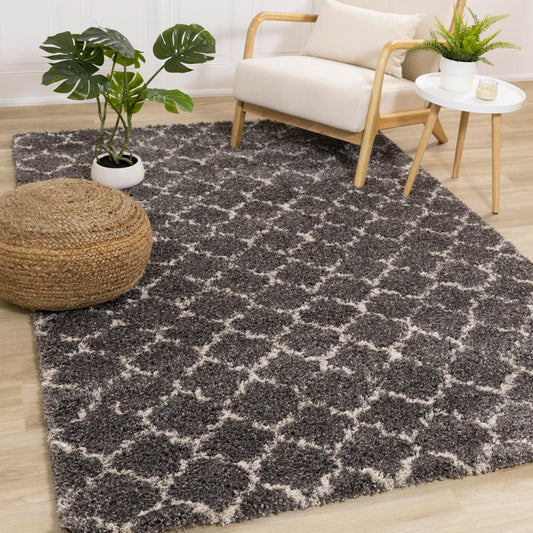 Kalora Interiors - Lane Grey Cream Lattice Luxury Rug, 53in x 77in - 336/921 160230 veiw 2