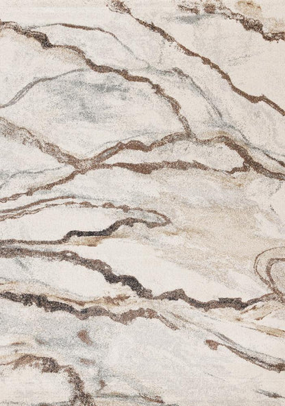 Kalora Interiors - Mae White Grey Orange Veined Marble Design Rug, 53in x 77in - 34068/6262 160230 veiw 1