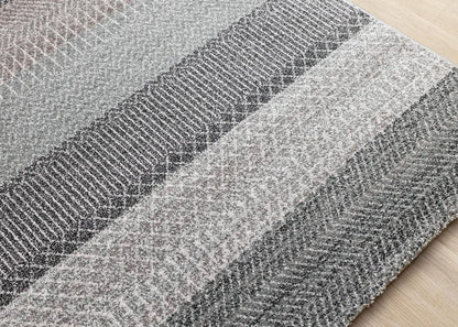 Kalora Interiors - Mae Grey White Taupe Banded Pattern Rug, 53in x 77in - 34105/4262 160230 veiw 4