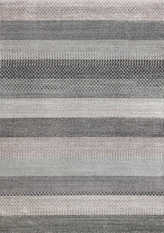 Kalora Interiors - Mae Grey White Taupe Banded Pattern Rug, 710in x 112in - 34105/4262 240340 veiw 1