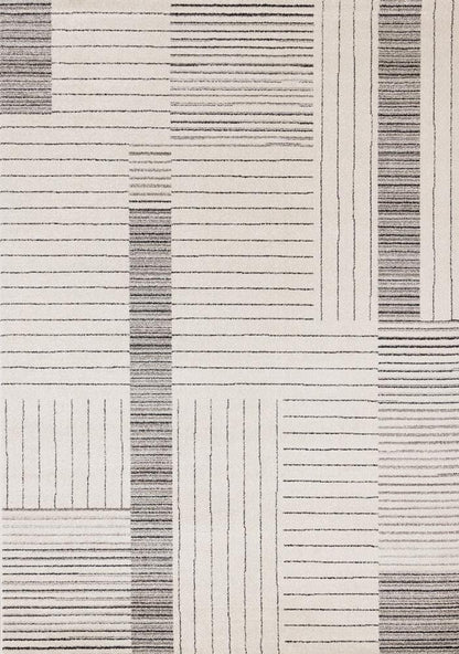 Kalora Interiors - Mae White Black Intricate Line Design Rug, 53in x 77in - 34183/6131 160230 veiw 1