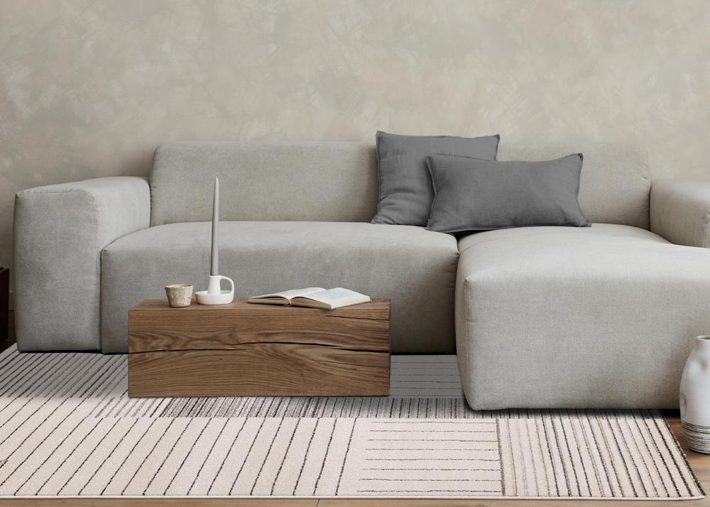 Kalora Interiors - Mae White Black Intricate Line Design Rug, 53in x 77in - 34183/6131 160230 veiw 3