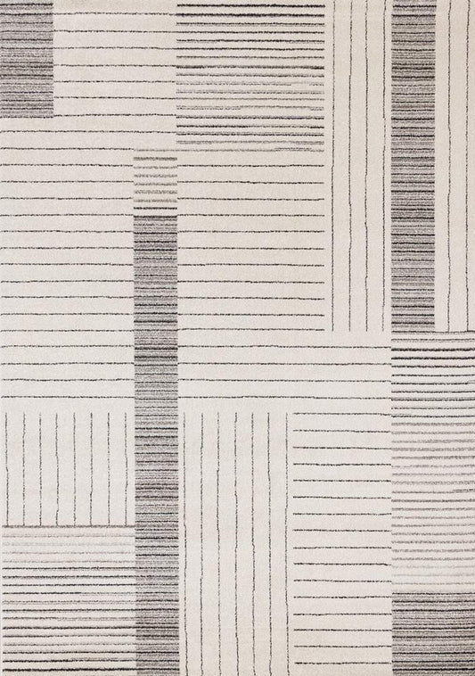 Kalora Interiors - Mae White Black Intricate Line Design Rug, 710in x 112in - 34183/6131 240340 veiw 1