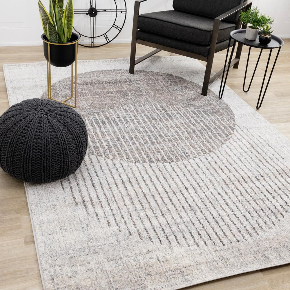 Kalora Interiors - Swift Grey White Two Merging Circles Rug, 53in x 77in - 4878A/HF62 160230 veiw 2