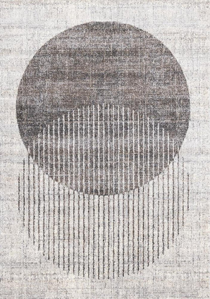 Kalora Interiors - Swift Grey White Two Merging Circles Rug, 710in x 106in - 4878A/HF62 240320 veiw 1
