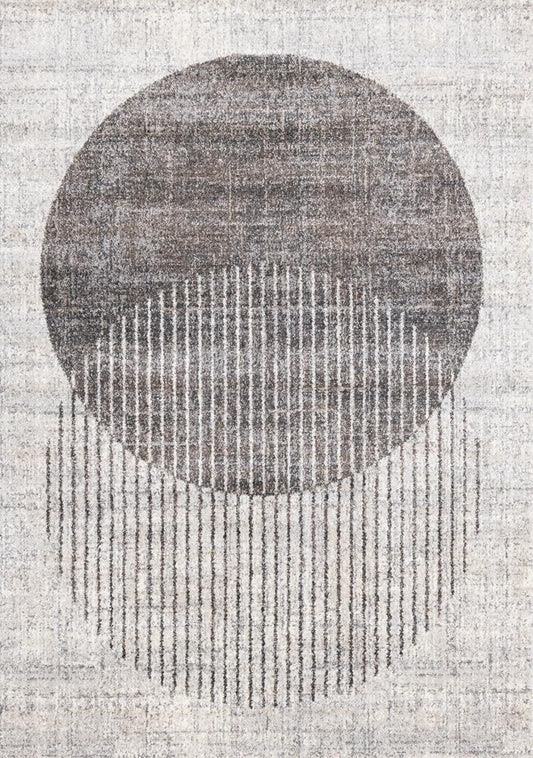 Kalora Interiors - Swift Grey White Two Merging Circles Rug, 710in x 106in - 4878A/HF62 240320 veiw 1