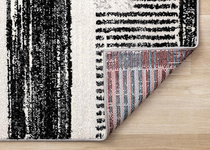 Kalora Interiors - Swift Black White Patterned Lines Rug, 53in x 77in - 5177A/LQ16 160230 veiw 5