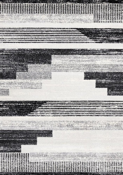 Kalora Interiors - Swift Black White Patterned Lines Rug, 710in x 1010in - 5177A/LQ16 240320 veiw 1