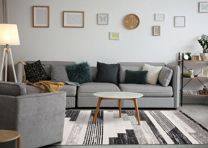 Kalora Interiors - Swift Black White Patterned Lines Rug, 710in x 1010in - 5177A/LQ16 240320 veiw 3