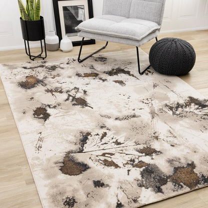 Kalora Interiors - Zola Cream Taupe Brown Distressed Foliage Rug, 53in x 77in - 5195/Z135 160230 veiw 2