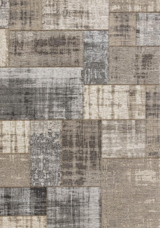 Kalora Interiors - Cathedral Grey Cream Distressed Patchwork Rug, 51in x 77in - 5307/04 155230 veiw 1