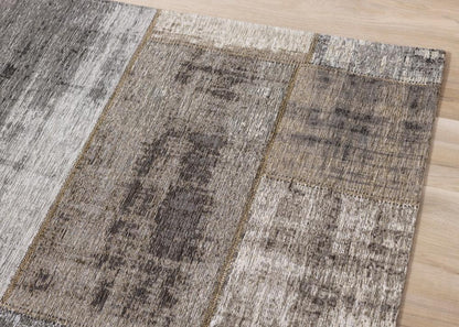 Kalora Interiors - Cathedral Grey Cream Distressed Patchwork Rug, 51in x 77in - 5307/04 155230 veiw 4