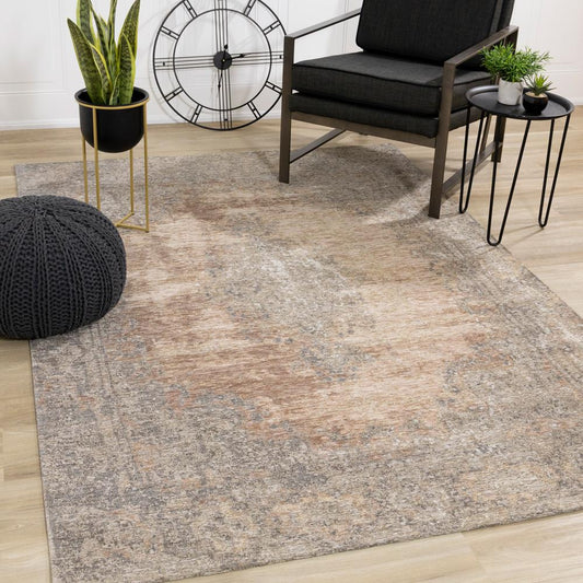 Kalora Interiors - Cathedral Salmon Grey Traditional Border Rug, 51in x 77in - 5331/02 155230 veiw 2