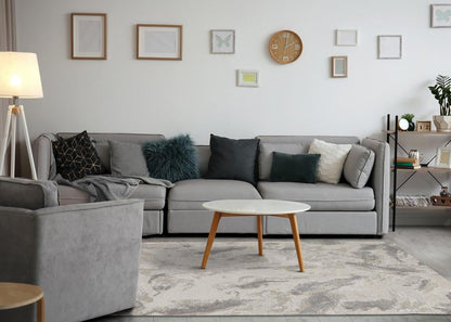 Kalora Interiors - Cathedral Cream Grey Marble Pattern Chenille Rug, 51in x 77in - 5465/04 155230 veiw 3