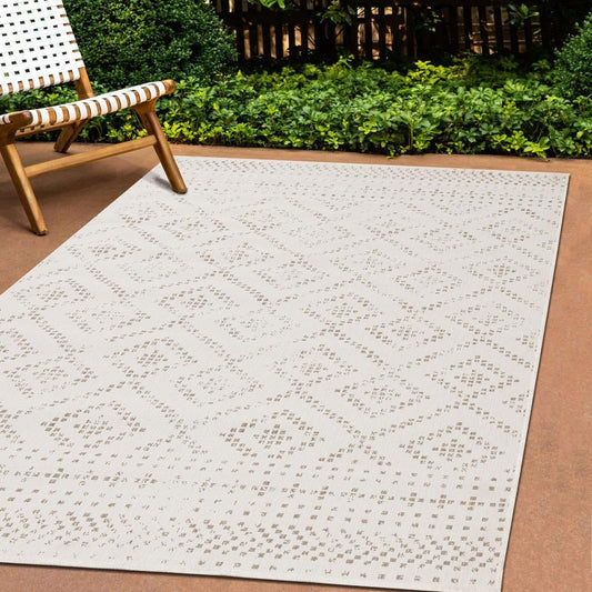 Kalora Interiors - Bristol Beige Cream Diamond Pattern Reversible Rug 53in x 77in - 5544/0620 160230 veiw 2