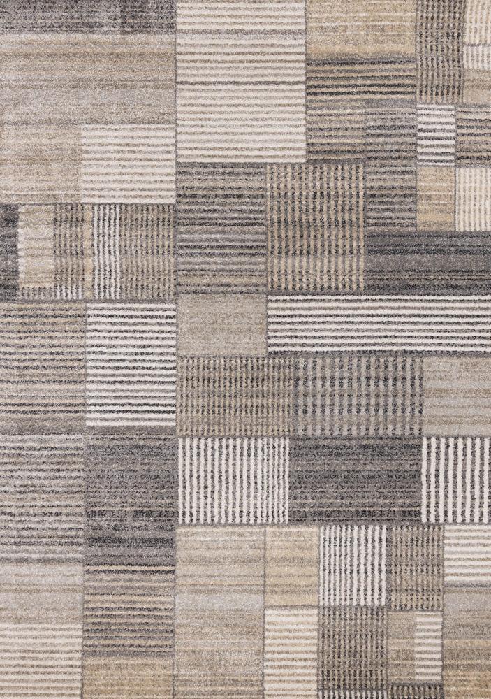 Kalora Interiors - Swift White Grey Beige Striped Blocks Rug, 53in x 77in - 5678/DE62 160230 veiw 1