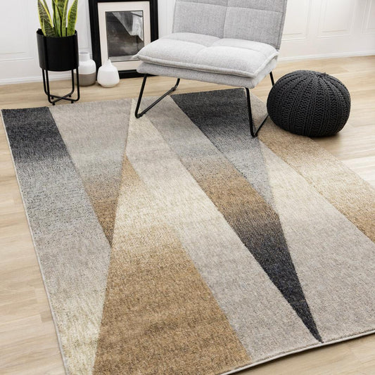 Kalora Interiors - Cora Grey Black Brown Spiky Geometric Design Rug, 710in x 106in - 5680/LM72 240320 veiw 2