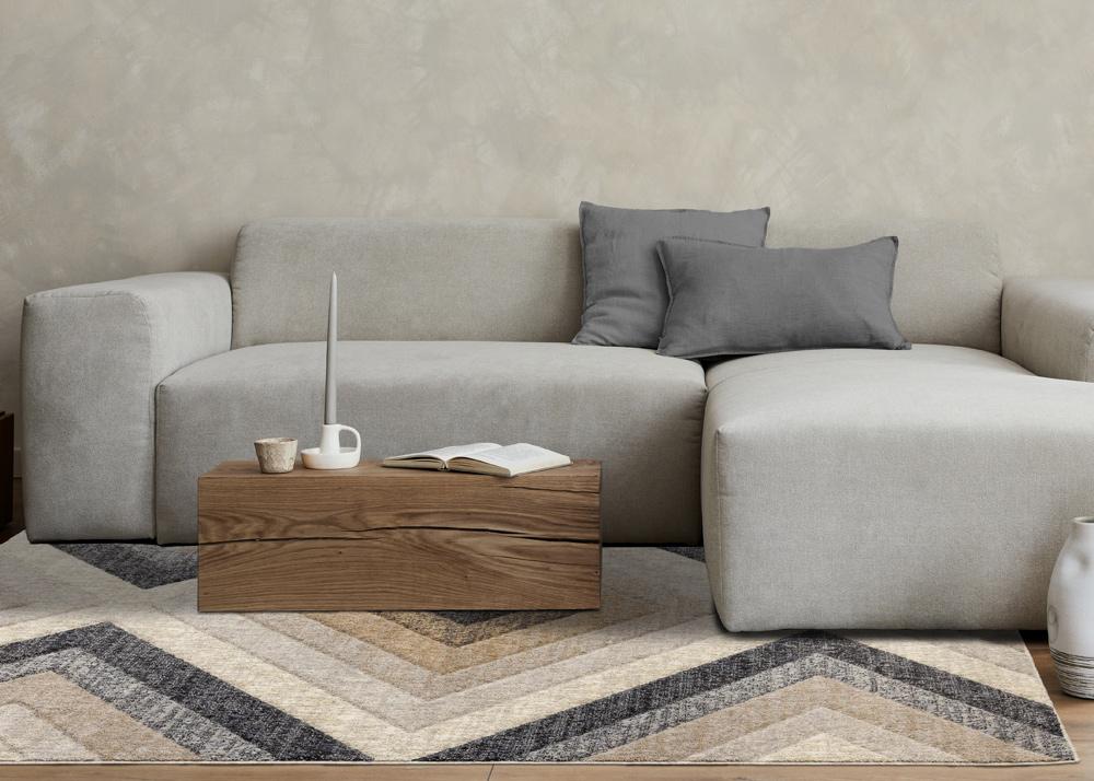 Kalora Interiors - Cora Cream Grey Brown Diamond Design Rug, 710in x 106in - 5685/LM72 240320 veiw 3