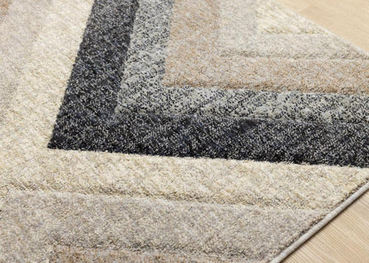 Kalora Interiors - Cora Cream Grey Brown Diamond Design Rug, 710in x 106in - 5685/LM72 240320 veiw 4