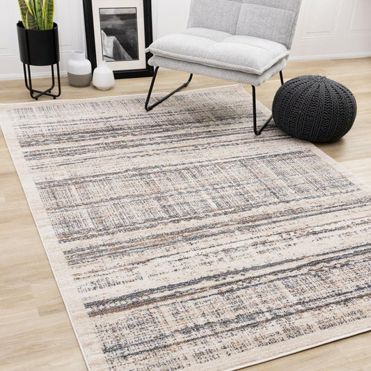 Kalora Interiors - Swift Cream Taupe Distressed Lines Rug, 710in x 106in - 5694/DY12 240320 veiw 2