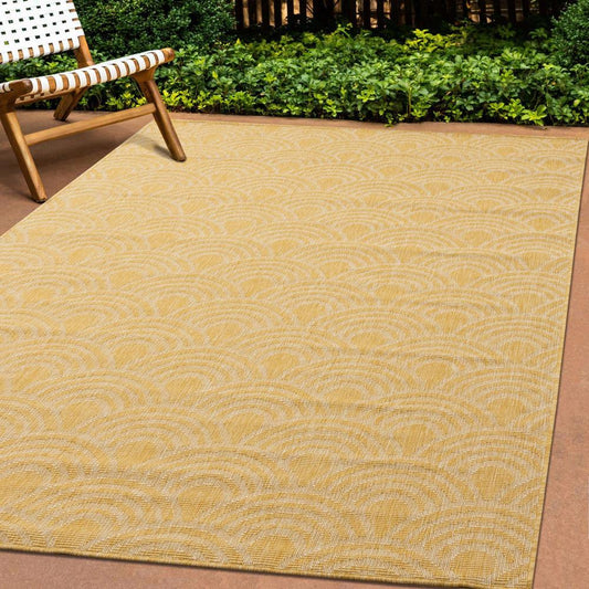 Kalora Interiors - Bristol Reversible Yellow Taupe Rainbow Arch Pattern Rug, 710in x 112in - 5695/0710 240340 veiw 2