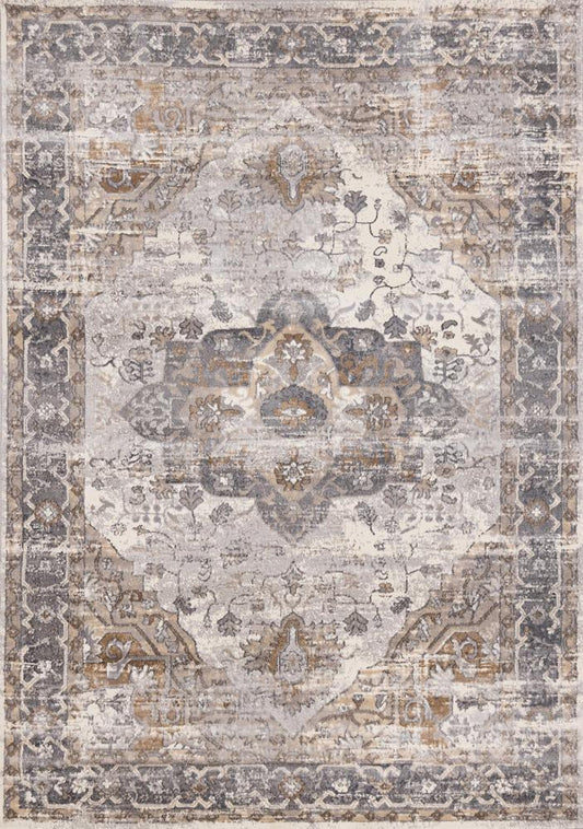 Kalora Interiors - Emory Taupe White Brown Elegant Medallion Rug, 53in x 77in - 5784/A224 160230 veiw 1