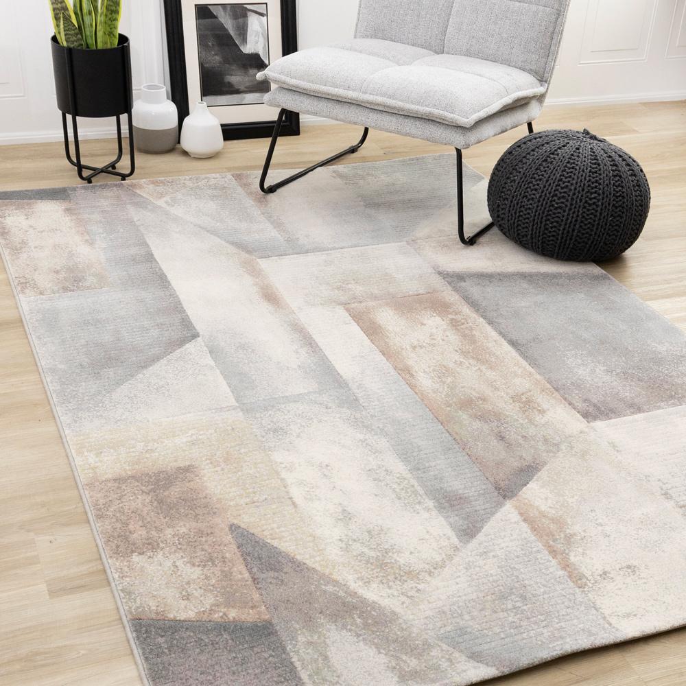 Kalora Interiors - Aurora Multi Distressed Geometric Design Rug, 710in x 1010in - 63694/6747 240330 veiw 2