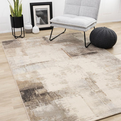 Kalora Interiors - Aurora Cream Brown Black Distressed Rug, 710in x 1010in - 63723/6282 240330 veiw 2