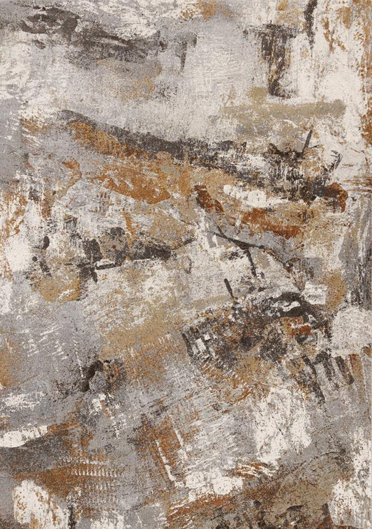 Kalora Interiors - Aurora Grey Orange White Distressed Abstract Rug, 710in x 1010in - 63825/9248 240330 veiw 1