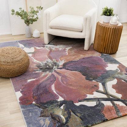 Kalora Interiors - Aurora Pink Orange Purple Floral Rug, 53in x 77in - 63834/6626 160230 veiw 2