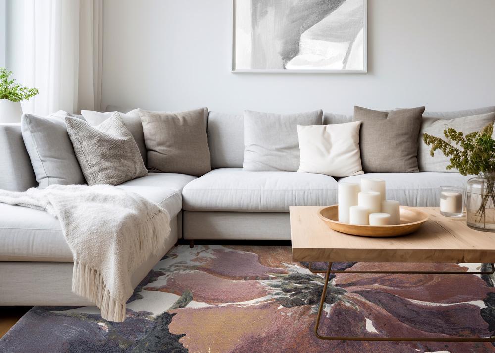 Kalora Interiors - Aurora Pink Orange Purple Floral Rug, 53in x 77in - 63834/6626 160230 veiw 3