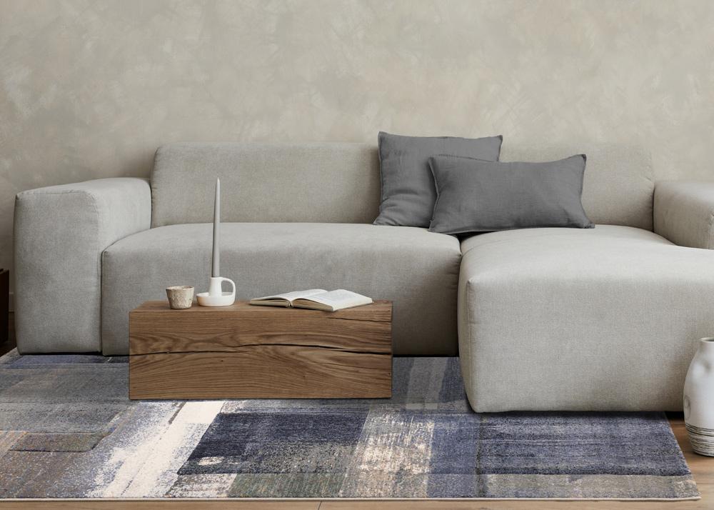 Kalora Interiors - Aurora Blue Green Orange White Distressed Paint Strokes, 53in x 77in - 63854/6656 160230 veiw 3