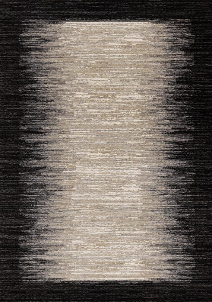 Kalora Interiors - Aurora Black Beige Distressed Sound Wave Border Rug, 53in x 77in - 63856/9293 160230 veiw 1