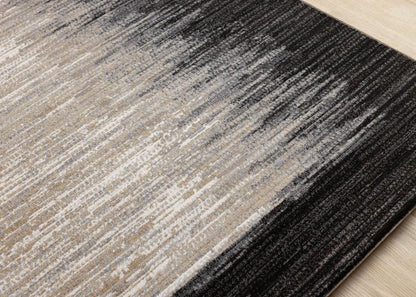 Kalora Interiors - Aurora Black Beige Distressed Sound Wave Border Rug, 53in x 77in - 63856/9293 160230 veiw 4