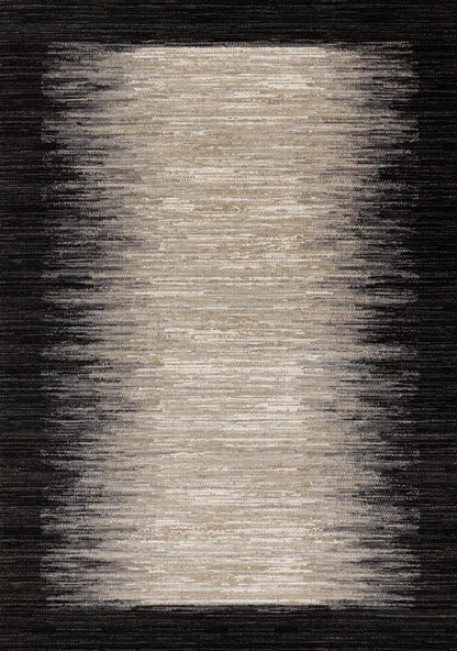 Kalora Interiors - Aurora Black Beige Distressed Sound Wave Border Rug, 710in x 1010in - 63856/9293 240330 veiw 1