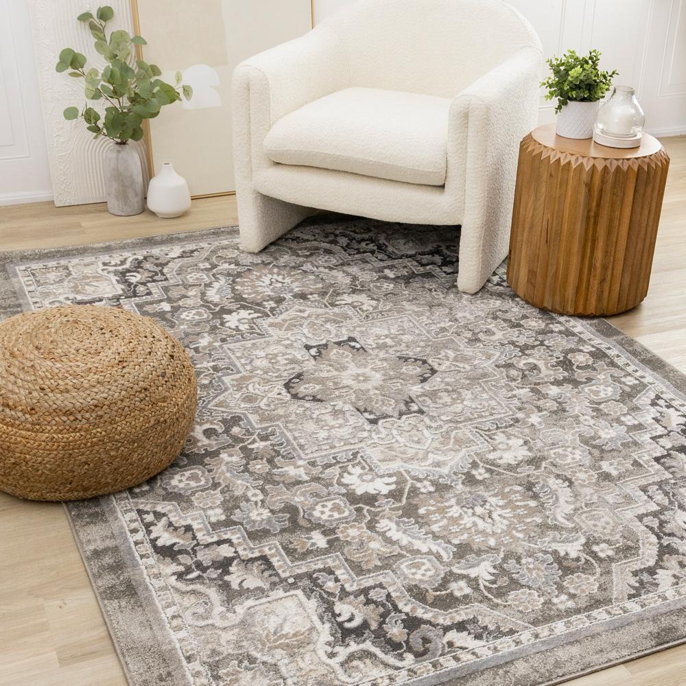 Kalora Interiors - Hayden Taupe White Beige Elegant Classic Border Rug, 53in x 77in - B206/4212 160230 veiw 2