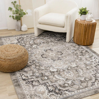 Kalora Interiors - Hayden Taupe White Beige Elegant Classic Border Rug, 53in x 77in - B206/4212 160230 veiw 2
