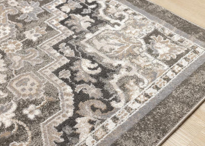 Kalora Interiors - Hayden Taupe White Beige Elegant Classic Border Rug, 710in x 106in - B206/4212 240320 veiw 4