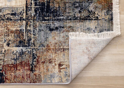 Kalora Interiors - Serene Red Blue Beige Layered Distressed Rug, 53in x 77in - D931/4737 160240 veiw 5