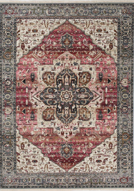 Kalora Interiors - Serene Pink Cream Blue Elaborate Border Rug, 53in x 710in - E154/0427 160240 veiw 1