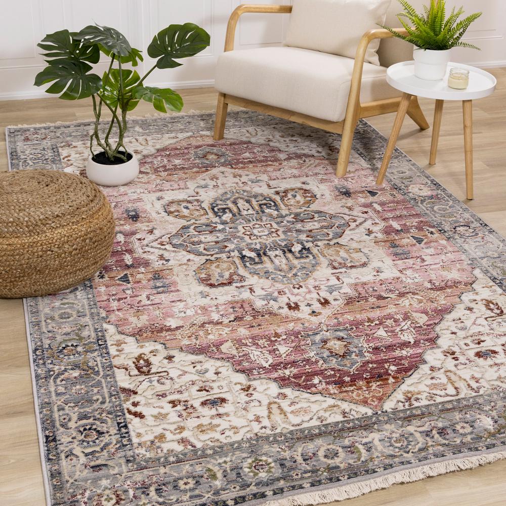 Kalora Interiors - Serene Pink Cream Blue Elaborate Border Rug, 710 x 102 - E154/0427 240310 veiw 2
