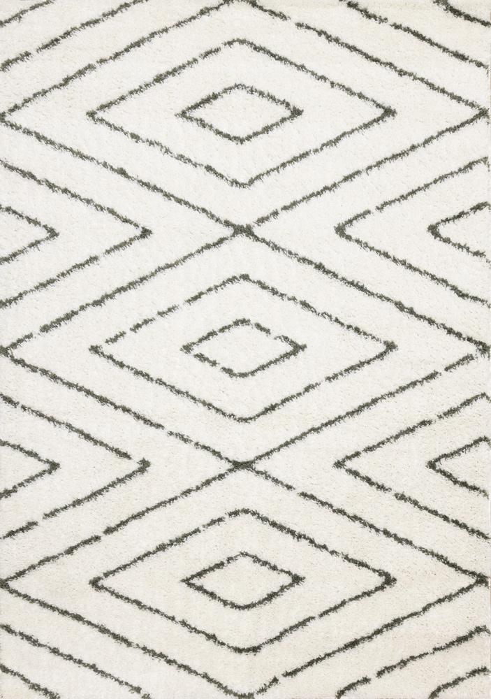 Kalora Interiors - Pascal Cream Green Geometric Shag Rug, 710in x 106in - E884/1121 240320 veiw 1